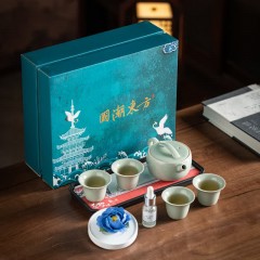 宏裕 国潮东方非遗8头茶壶4美人杯香薰茶盘礼盒套装  JHY-CJ-226-1美人杯