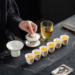 宏裕  国潮东方幸（杏）福满满10头盖碗套装 JHY-CJ-134