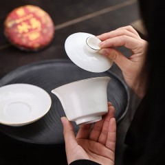 宏裕  定制专供2冰岛100g中国白盖碗套装  JHY-CJ-119