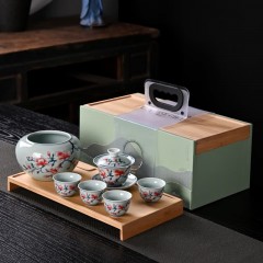 宏裕 青花享茶时光7头盖碗干泡茶盘礼盒套装 JHY-CJ-178