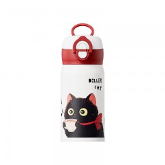 Diller迪乐贝尔 吸管+直饮两用猫咖保温杯 280ML D9408