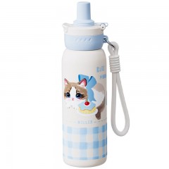 Diller迪乐贝尔 吸管直饮两用猫咖保温杯 680ML  D9407