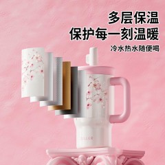 Diller迪乐贝尔 小容量冰霸杯樱花吸管手柄杯 450ML D9532