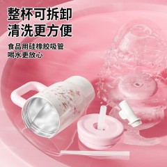 Diller迪乐贝尔 小容量冰霸杯樱花吸管手柄杯 450ML D9532