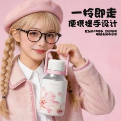 Diller迪乐贝尔 大容量保温杯樱花提手保温壶 1000ML D9533