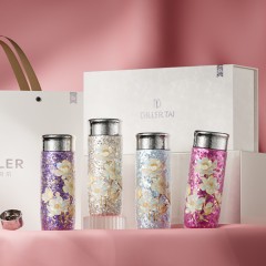 Diller迪乐贝尔 高端钛杯配滤网钛杯礼盒装 220ML DTi5020-2（大冰花）