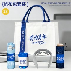 帆布袋系列套装 帆布袋+保温杯+手机支架+按摩仪+伞 13