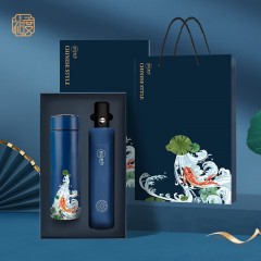 礼度 锦礼雅致套装 天地盖礼盒+温显杯+锦鲤伞 LDJ-A1