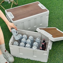 徽羚羊 云具 耐压木盖折叠收纳箱 白色/黑灰 大号 60L HLY-SNX-24004/24003