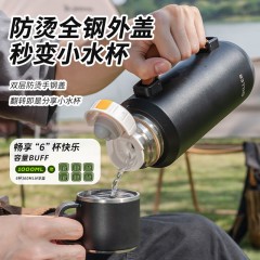 Diller迪乐贝尔 倒水盖直饮两用漫旷提手保温杯 1000ml D9289-2