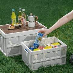 徽羚羊 云具 轻质木盖折叠收纳箱 大号 白色 55L HLY-SNX-24001